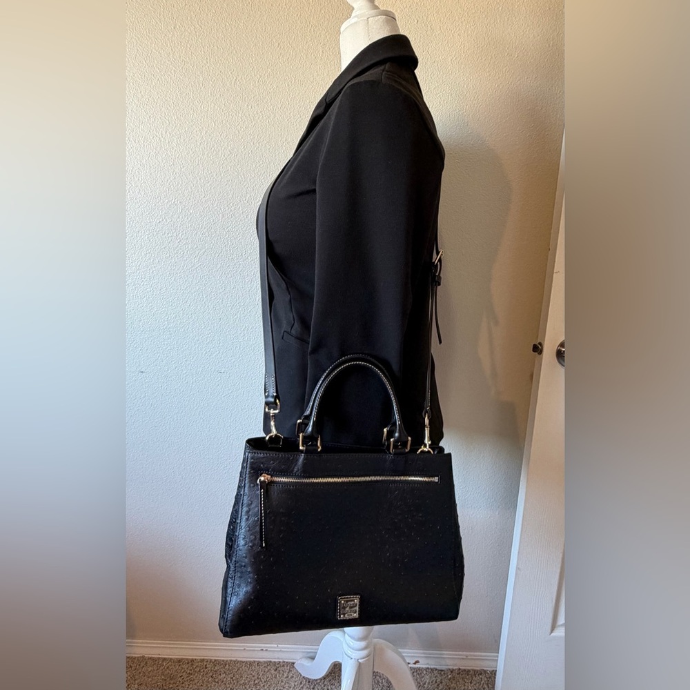 Dooney & Bourke Black Ostrich texture Leather Handbag - Picture 13 of 15